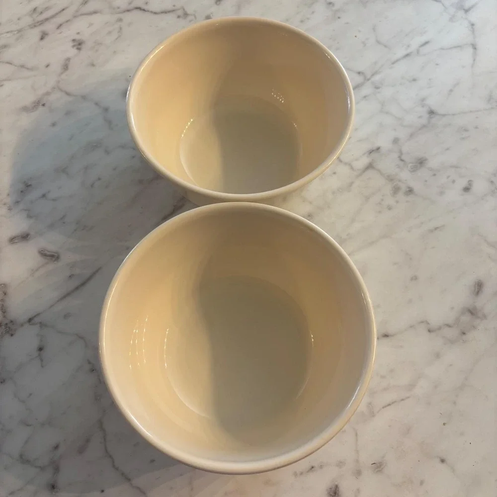 Corelle by Corning Deep Soup Bowls Set of 2 Almond Cream Vitrelle Glass USA